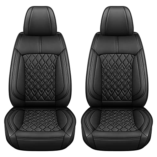 Pariitadin Leather Car Seat Covers Front Pair Waterproof Breathable Faux Leather Automotive Seat Covers for Cars NonSlip Car Interior Covers Universal Fit Most Cars Sedans Trucks SUVs Black - Image 5