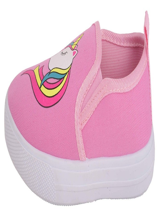 Yellow Bee Adorable Unicorn Canvas Shoes for Girls, Light Pink, 8.5C, 3-3.5 Years - Image 3
