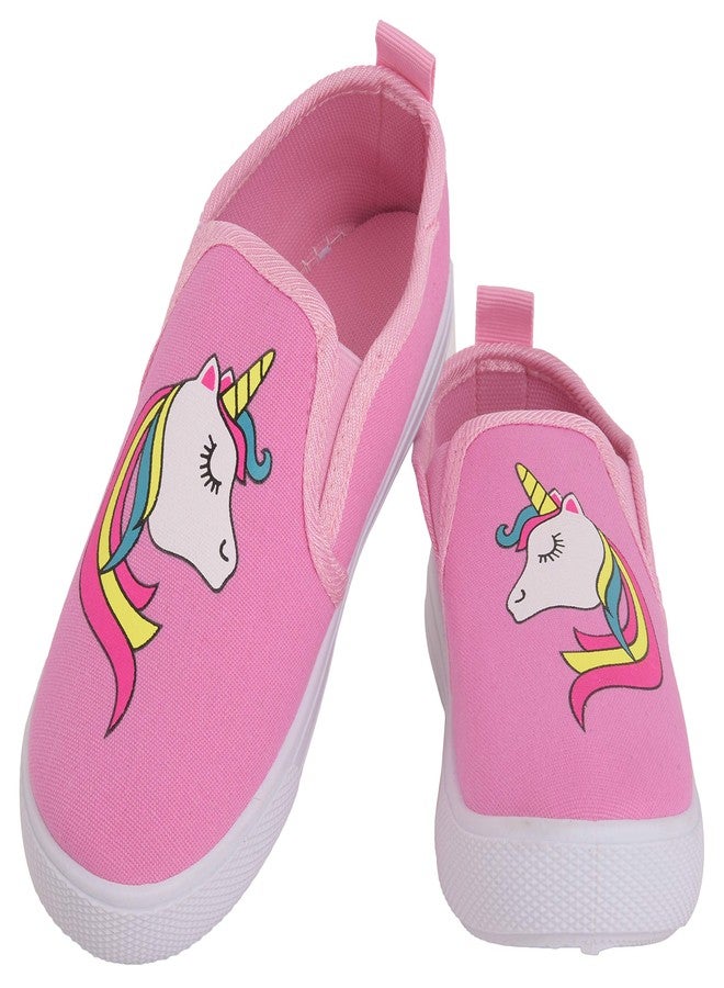 Yellow Bee Adorable Unicorn Canvas Shoes for Girls, Light Pink, 8.5C, 3-3.5 Years - Image 1