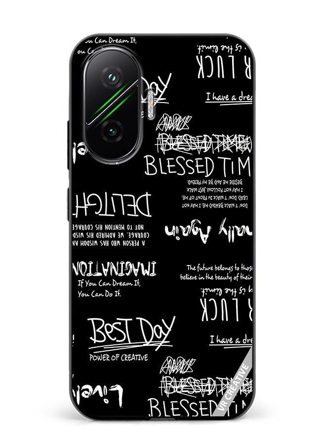 Protective Case Cover For Xiaomi Poco F7 Allography And Lettering Black Design Multicolour