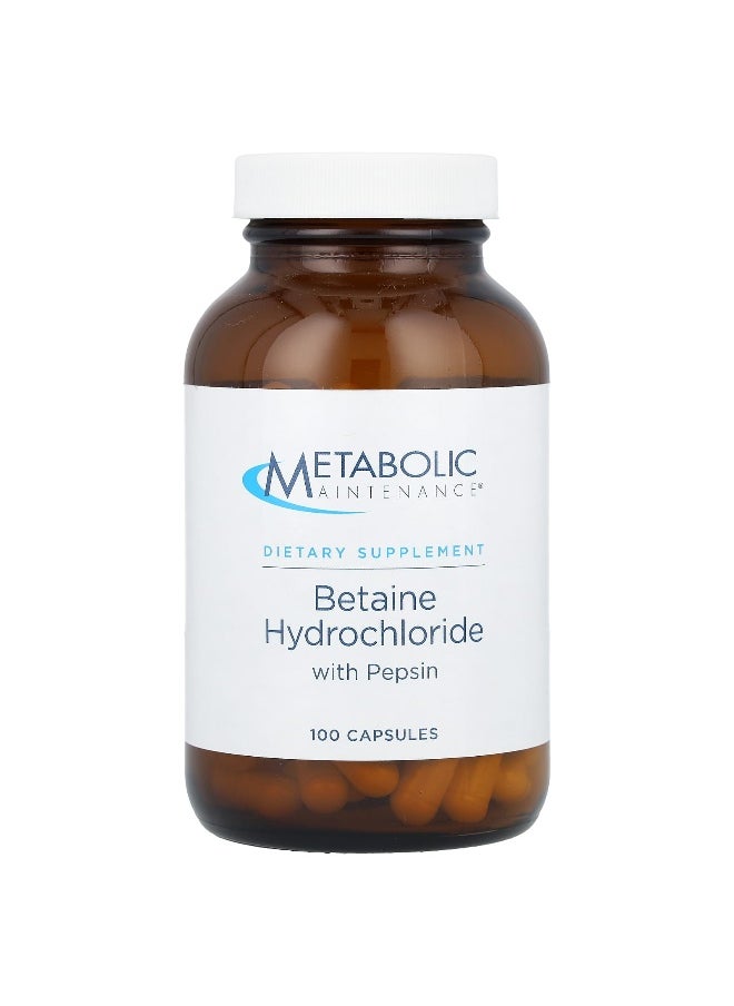 Metabolic Maintenance - Metabolic Maintenance, Betaine Hydrochloride with Pepsin, 100 Capsules - Image 1