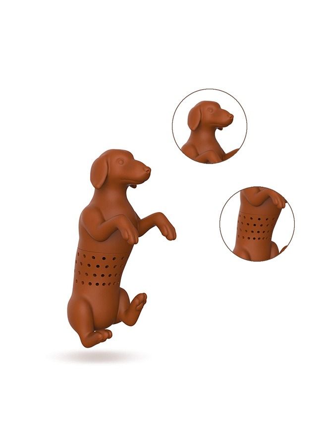 Cartoon Dog Tea Infuser Strainer, Reusable Lovely Silicone Loose Leaf Tea Filter, High Temperature Resistance Non Toxic Tea Infusers (Brown)  - Image 5