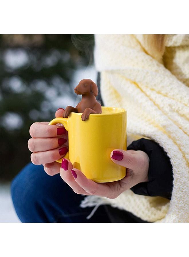 Cartoon Dog Tea Infuser Strainer, Reusable Lovely Silicone Loose Leaf Tea Filter, High Temperature Resistance Non Toxic Tea Infusers (Brown)  - Image 4