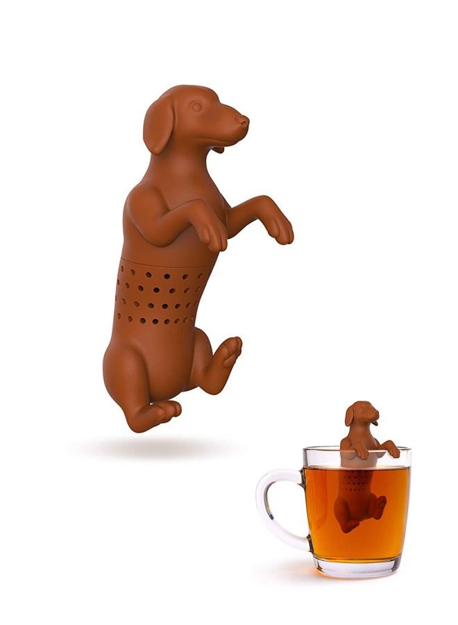 Cartoon Dog Tea Infuser Strainer, Reusable Lovely Silicone Loose Leaf Tea Filter, High Temperature Resistance Non Toxic Tea Infusers (Brown)  - Image 1