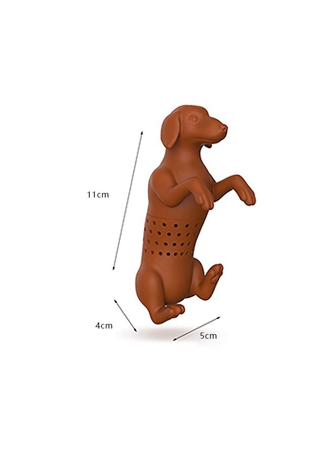 Cartoon Dog Tea Infuser Strainer, Reusable Lovely Silicone Loose Leaf Tea Filter, High Temperature Resistance Non Toxic Tea Infusers (Brown)  - Image 2