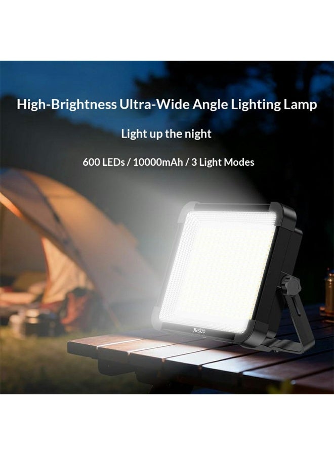 Yesido DH17 600 LED Outdoor Floodlight & Emergency Light - 10000mAh Power Bank, 3 Light Modes, Magnetic Stand for Camping & Fishing - Black - Image 2