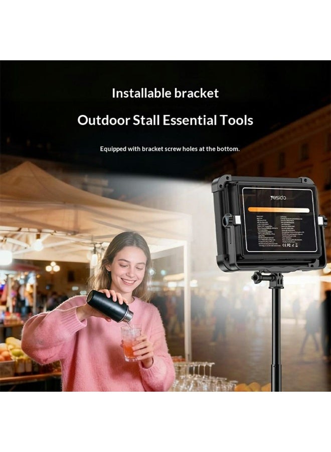 Yesido DH17 600 LED Outdoor Floodlight & Emergency Light - 10000mAh Power Bank, 3 Light Modes, Magnetic Stand for Camping & Fishing - Black - Image 5