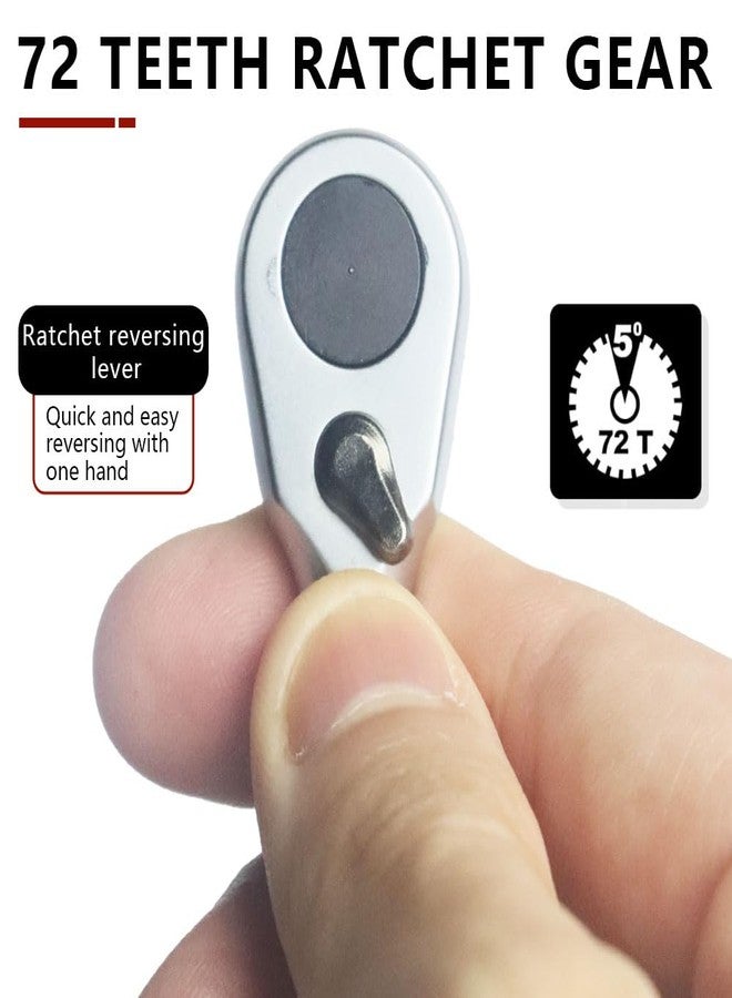 MORETOPGOOD Hex Mini Ratchet Wrench - 1/4" Hex Bits Adapters, 72-Tooth Bit Driver Compatible with 1/4 Inch Socket Extensions Accessories Tool for Tight Spaces - Image 3