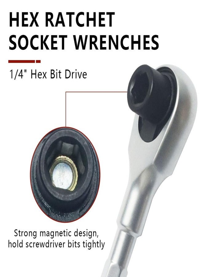 MORETOPGOOD Hex Mini Ratchet Wrench - 1/4" Hex Bits Adapters, 72-Tooth Bit Driver Compatible with 1/4 Inch Socket Extensions Accessories Tool for Tight Spaces - Image 2