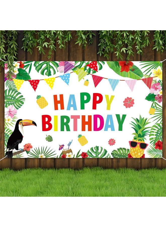 Tatuo Hawaiian Luau Birthday Party Decorations Supplies Hawaiian Party Backdrop Luau Party Background Tropical Hawaiian Jungle Theme Flamingo Pineapple Party Banner Summer Beach Pool Photography Background - Image 2