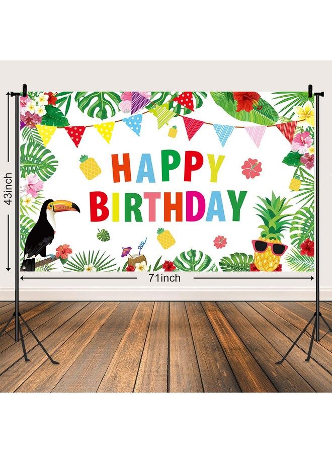 Tatuo Hawaiian Luau Birthday Party Decorations Supplies Hawaiian Party Backdrop Luau Party Background Tropical Hawaiian Jungle Theme Flamingo Pineapple Party Banner Summer Beach Pool Photography Background - Image 5