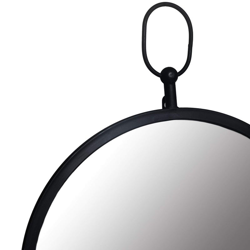 Patton Wall DÃ©cor Patton Wall Decor Black Round Wall Mirror with Decorative Handle - Image 3