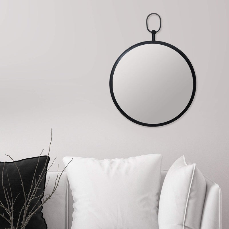 Patton Wall DÃ©cor Patton Wall Decor Black Round Wall Mirror with Decorative Handle - Image 5