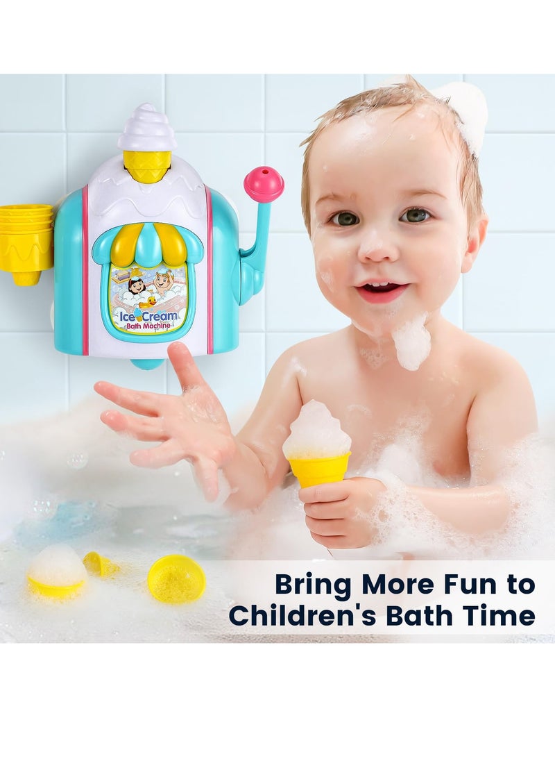 Excefore - Bath Toys for Toddlers Ages 3-5, Ice Cream Foam Maker Bathtub Toy with Hooks, Bathtub Bubble Machine Pretend Cake Play Set for Kids Boys Girls 3-5 Years Old - Image 1