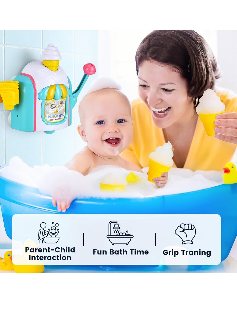 Excefore - Bath Toys for Toddlers Ages 3-5, Ice Cream Foam Maker Bathtub Toy with Hooks, Bathtub Bubble Machine Pretend Cake Play Set for Kids Boys Girls 3-5 Years Old - Image 1