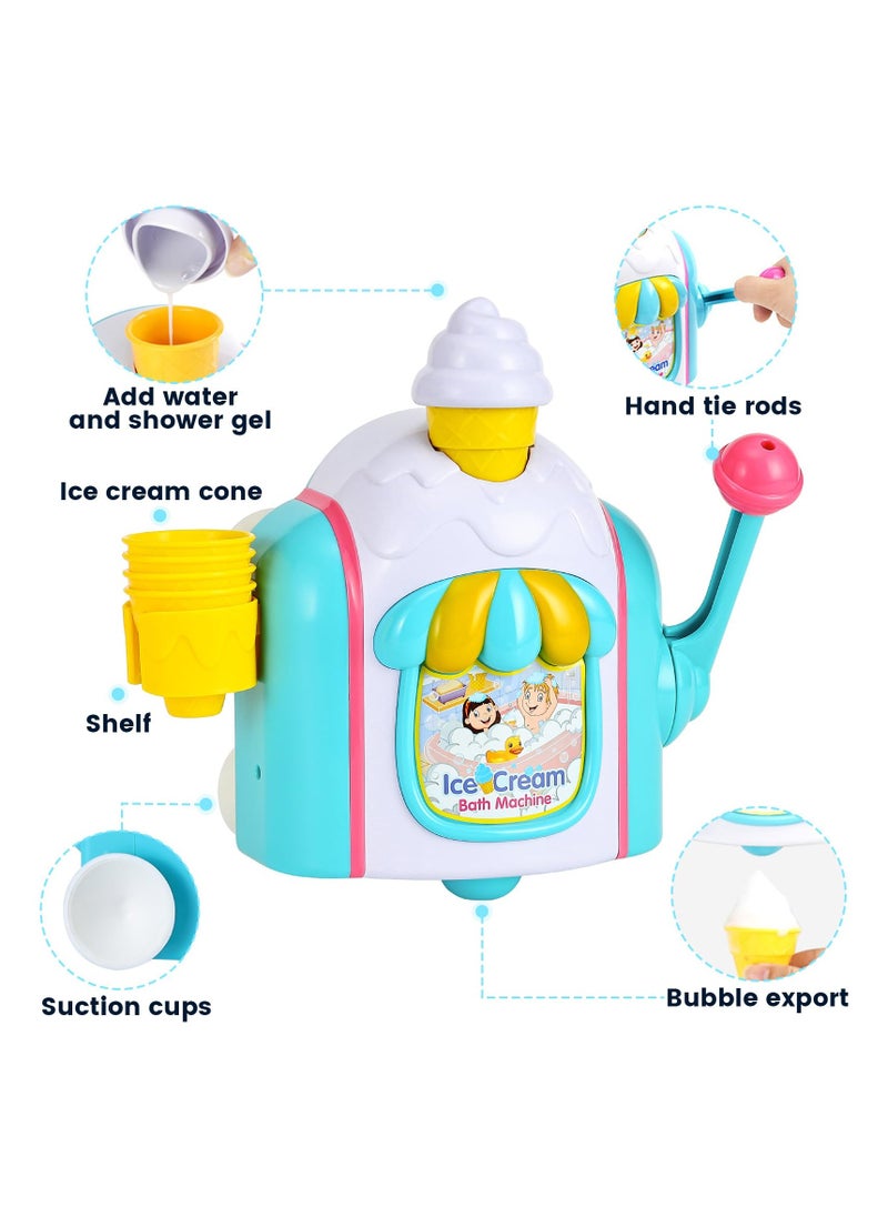 Excefore - Bath Toys for Toddlers Ages 3-5, Ice Cream Foam Maker Bathtub Toy with Hooks, Bathtub Bubble Machine Pretend Cake Play Set for Kids Boys Girls 3-5 Years Old - Image 1