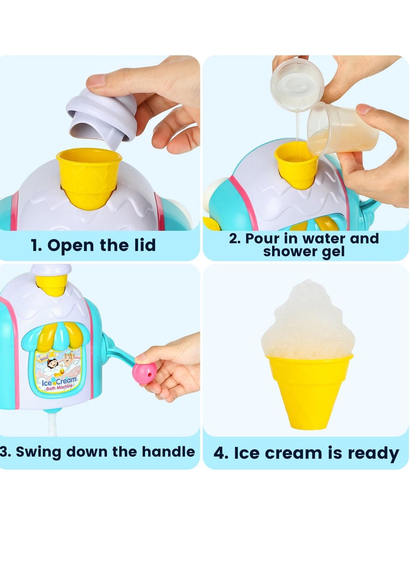 Excefore - Bath Toys for Toddlers Ages 3-5, Ice Cream Foam Maker Bathtub Toy with Hooks, Bathtub Bubble Machine Pretend Cake Play Set for Kids Boys Girls 3-5 Years Old - Image 1