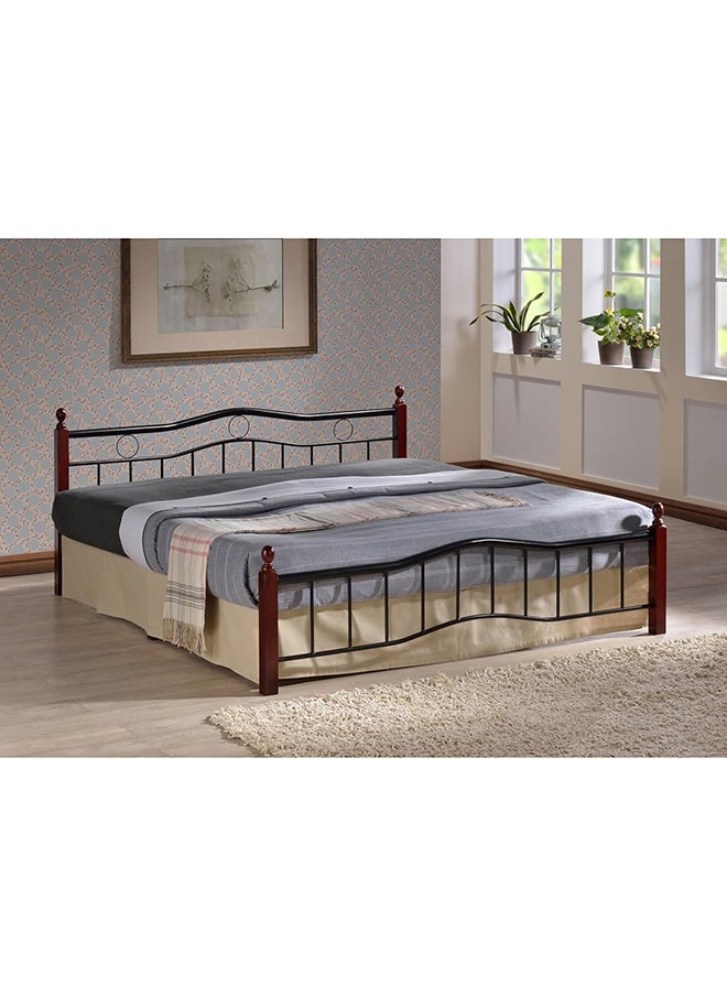 MAF furniture - Maf Wood And Steel Bed Maf-6888- Queen Size 190X150 With Wooden Legs Cherry Brown - Image 1