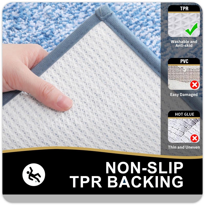 OLANLY Bathroom Rugs 24x16, Extra Soft and Absorbent Microfiber Bath Mat, Non-Slip, Machine Washable, Quick Dry Shaggy Bath Carpet, Suitable for Bathroom Floor, Tub, Shower (Small, Blue) - Image 5
