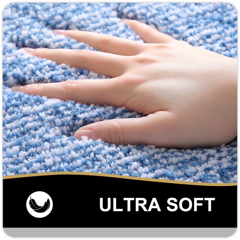 OLANLY Bathroom Rugs 24x16, Extra Soft and Absorbent Microfiber Bath Mat, Non-Slip, Machine Washable, Quick Dry Shaggy Bath Carpet, Suitable for Bathroom Floor, Tub, Shower (Small, Blue) - Image 3