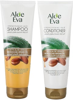 Aloe Eva Strengthening Hair Shampoo 230ml + Conditioner with Aloe Vera and Moroccan Argan Oil 230ml 