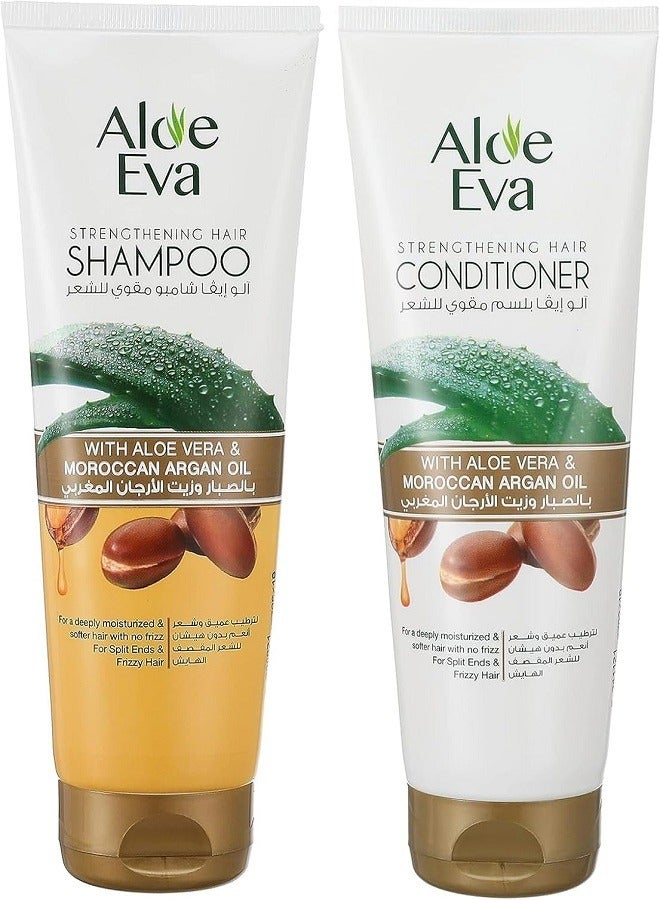 ألو إيفا شامبو لتقوية الشعر 230 مل + بلسم مع الصبار وزيت الأرغان المغربي 230 مل