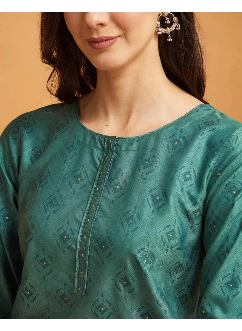 Fabindia Viscose Silk Hand Block Printed Knee Length Kurta