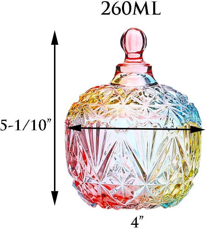 Danmu Colorful Glass Storage Jar with Lid, Candy & Cookie Jar, Jewelry Box, Buffet & Biscuit Containers (260ml / 9oz) - Image 2
