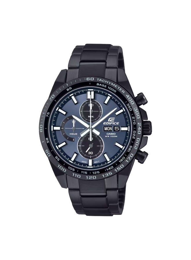 Edifice Chronograph Men’s Watch EFR-574DC-2A, 47.5 mm Blue Dial, Black IP Stainless Steel Case & Bracelet, 100 m WR