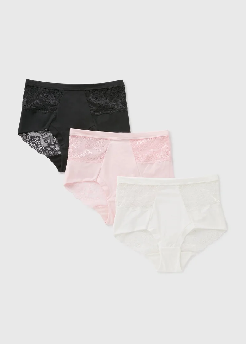 Matalan 3 Pack Multicolour Lace Detail Full Knickers