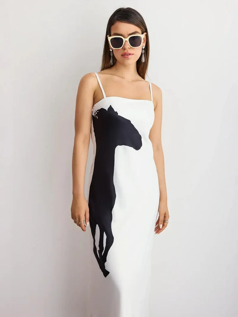 HICCUP Graphic Print Spaghetti-Strap Maxi Dress