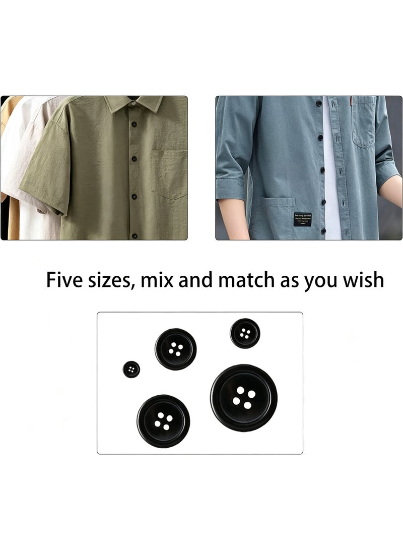 LuckSa 100 Pcs Black Buttons for Crafts, 5 Sizes Mixed Round Sewing Buttons for Clothes, Suitable for for DIY Crafts, Coats, Shirts, Pants, Shorts - Image 3