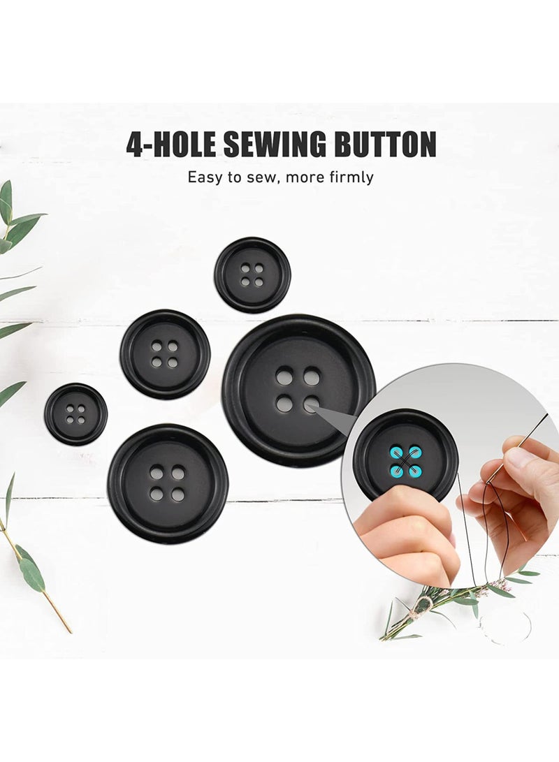 LuckSa 100 Pcs Black Buttons for Crafts, 5 Sizes Mixed Round Sewing Buttons for Clothes, Suitable for for DIY Crafts, Coats, Shirts, Pants, Shorts - Image 5