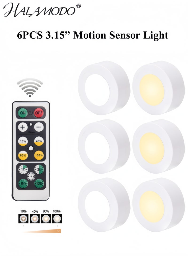 HALAMODO 6PCS  3.15” Motion Sensor Light Indoor, Cordless Battery Powered Stick on LED Night Lights for Closet, Stair, Under Cabinet, Hallway, Kitchen  - Image 1