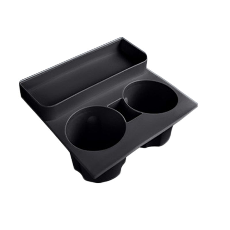 Cup Holder Insert: Black Soft Elastic Silicone - Superior Stability Cup Holder Insert Replacement - Large Storage Space for Tesla Model Y/3 Center Console - Image 1