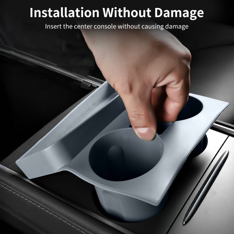 Cup Holder Insert: Black Soft Elastic Silicone - Superior Stability Cup Holder Insert Replacement - Large Storage Space for Tesla Model Y/3 Center Console - Image 5