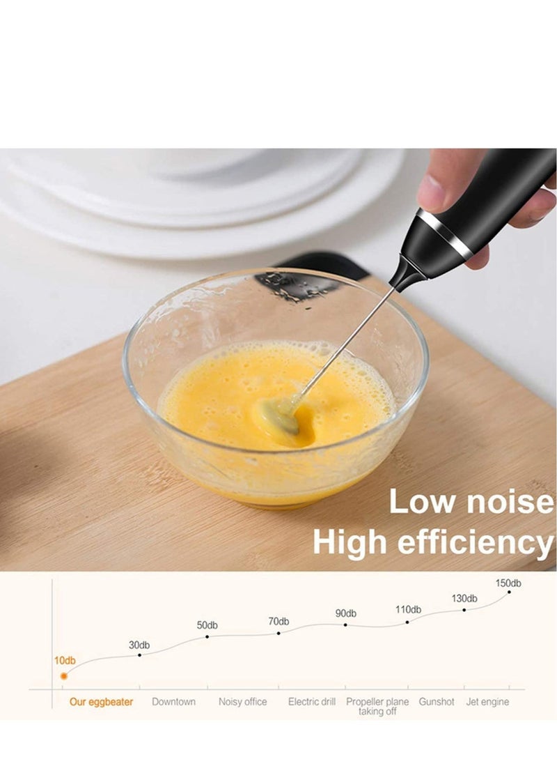 ELTRAZONE Handheld 3 In 1; Electric Foam Maker, Egg Beater, Drink Mixer. USB Rechargeable, Mini Blender For Coffee Latte Cappuccino Hot Chocolate, Black - Image 4
