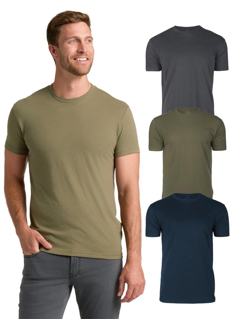 True Classic Mens T-Shirts – Short Sleeve Crew Neck T Shirts for Man, Cotton Blend Plain Novelty Men's T-Shirts, Pack of 3, Variety, M - Image 1