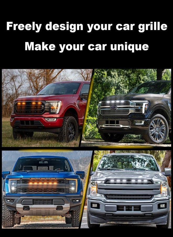 OKLSG LED Front Grill Lights for 2024 2025 F150 Grille Accessories 2018-2023 F150 Warning lamp(Amber Lights, 4) - Image 4