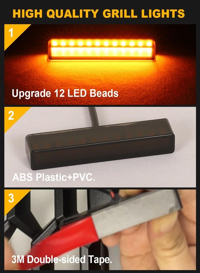 OKLSG LED Front Grill Lights for 2024 2025 F150 Grille Accessories 2018-2023 F150 Warning lamp(Amber Lights, 4) - Image 3