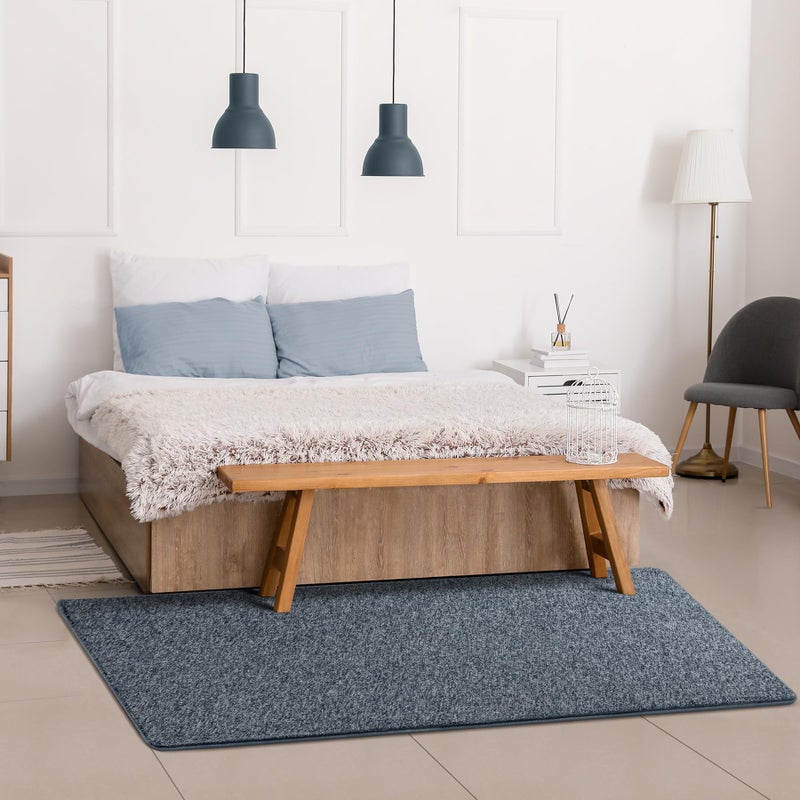 Chicrug Modern 2x6 Runner Rugs for Bedroom Living Room, Memory Foam Low-Pile Hallway Carpet Runner Rug for Entryway Kitchen, Throw Small Kids Rug for Bedside Dorm Room Decor, Dark Blue and White - Image 4