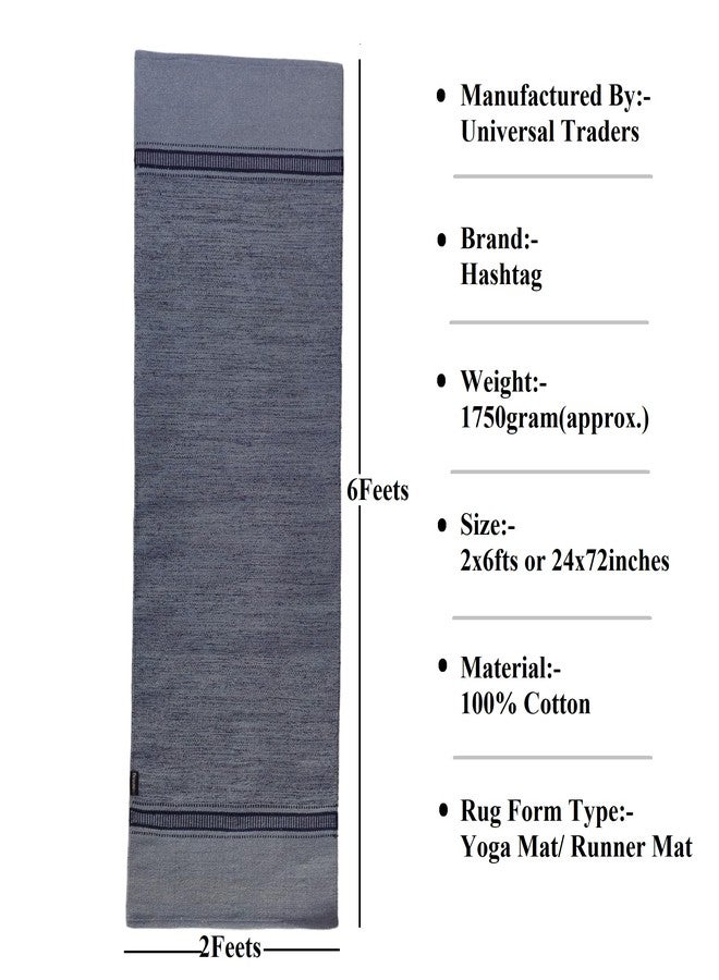 Hashtag® Cotton Yoga Mat, 2feetx6feets, Washable, Reversible, Easy to Carry, 24inchx72inch- Pack of 1 (Grey) - Image 5