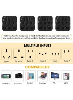 Rock Pow Travel Plug Adapters Cracows Power Adapter Converter Plug British Standard 13A With Fuse,EU/UK/US/AU/CN/JP//Asia/Italy/Brazil TO UK Travel Adaptor (Ys A13 Black - 1 PACK)  - Image 2