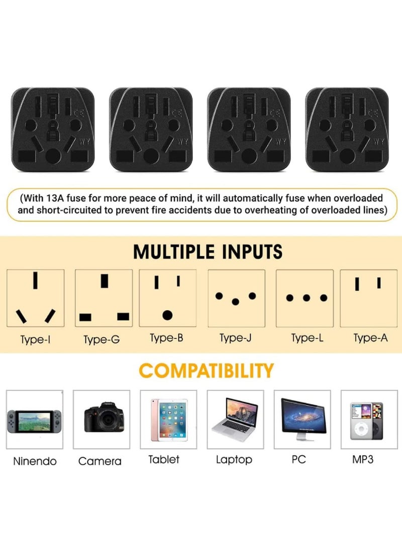 Rock Pow - Travel Plug Adapters Cracows Power Adapter Converter Plug British Standard 13A With Fuse,EU/UK/US/AU/CN/JP//Asia/Italy/Brazil TO UK Travel Adaptor (Ys A13 Black - 1 PACK) - Image 1