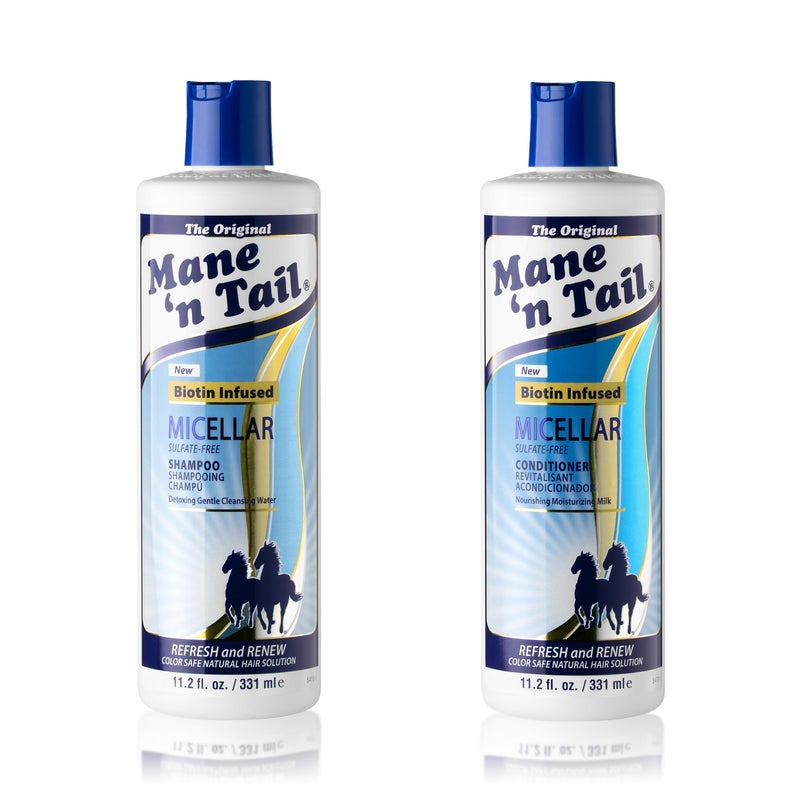 Mane 'n Tail Micellar Sulfate-Free Shampoo & Conditioner (11.2 oz Each) â€“ Biotin-Infused, Vegan Formula to Detox, Nourish & Strengthen Hair - Image 1