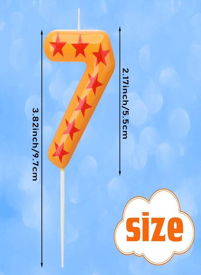 Conelist Number 7 Anime Theme Birthday Number Candles Yellow and Red Stars Print Birthday Cake Topper Candles Numeral Birthday Candle for Boy Husband Party Decor Supplies - Image 3