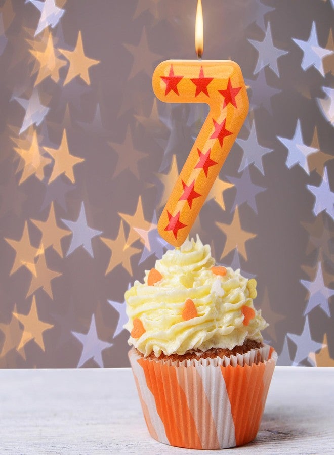 Conelist Number 7 Anime Theme Birthday Number Candles Yellow and Red Stars Print Birthday Cake Topper Candles Numeral Birthday Candle for Boy Husband Party Decor Supplies - Image 5