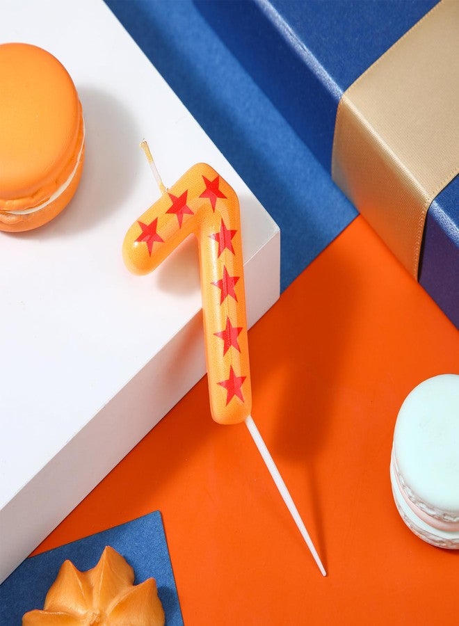 Conelist Number 7 Anime Theme Birthday Number Candles Yellow and Red Stars Print Birthday Cake Topper Candles Numeral Birthday Candle for Boy Husband Party Decor Supplies - Image 2
