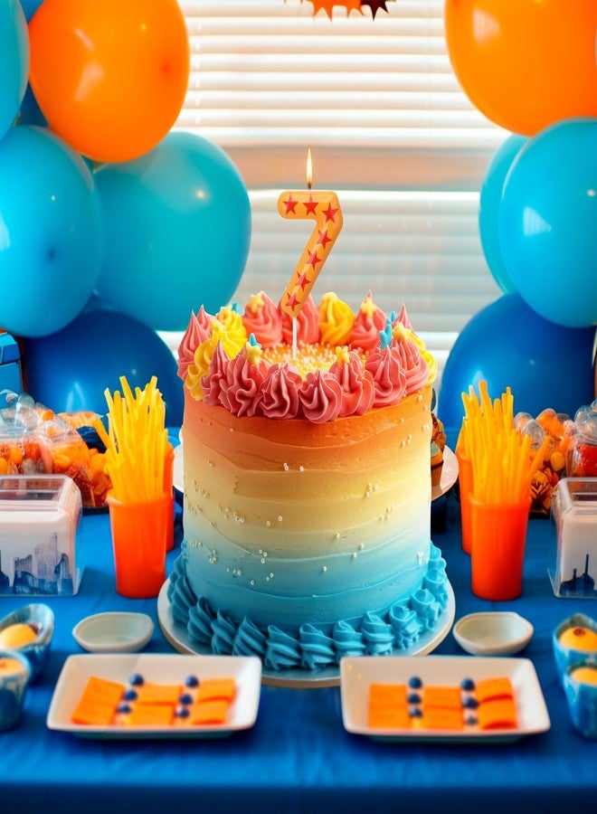 Conelist Number 7 Anime Theme Birthday Number Candles Yellow and Red Stars Print Birthday Cake Topper Candles Numeral Birthday Candle for Boy Husband Party Decor Supplies - Image 4