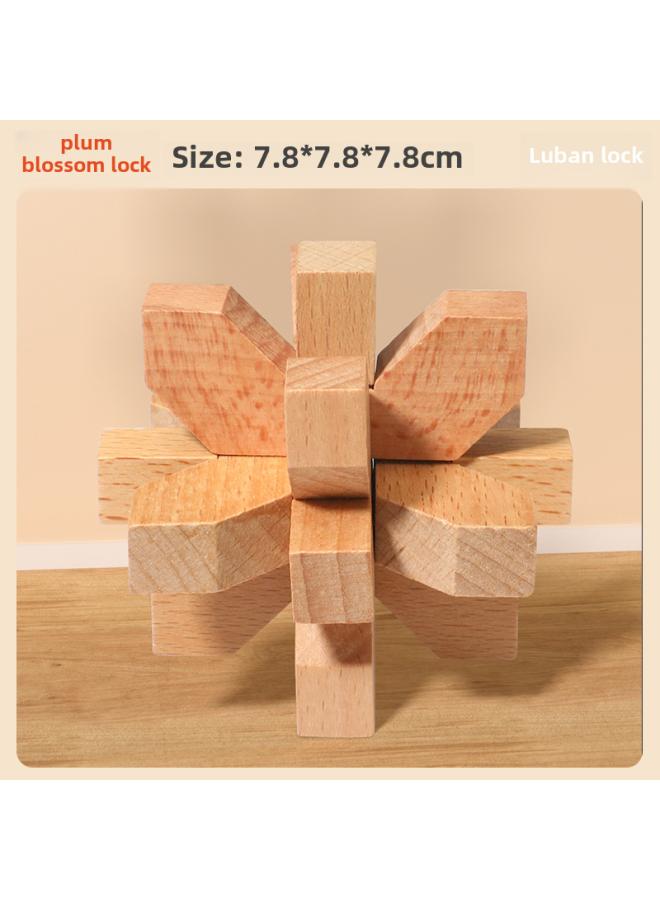 Kong Ming Lock Luban Lock Suit Intelligence Unlock Wooden Elementary School Students Hands-on Brain-moving Educational Toys Nine-piece Gift Box 